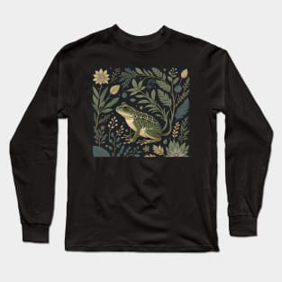 Forest Frog William Morris Textile Art Long Sleeve T-Shirt